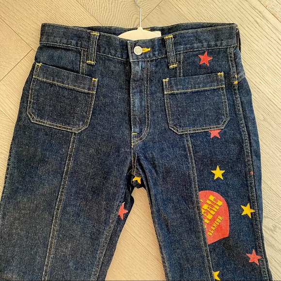 Hysteric Glamour quad-hemmed yellow/red star/heart printed jeans! Rare! - Picture 4 of 4